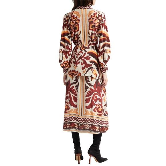 Farm Rio Printed Long Sleeve Maxi Dress Button Down Boho Chic Size S - Picture 2 of 14